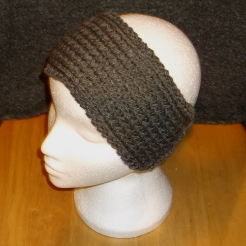 Slate hand knitted headwear, handmade by Longhaired Jewels